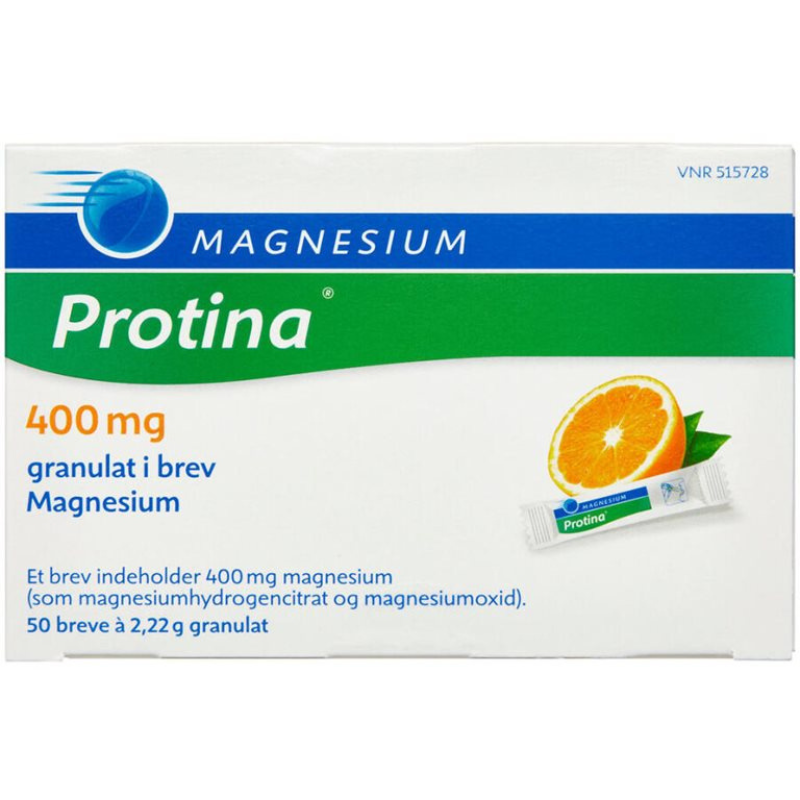 Protina Magnesium Appelsin 400 mg (50x2,22 g) Protina Magnesium Appelsin 400 mg (50x2,22 g)