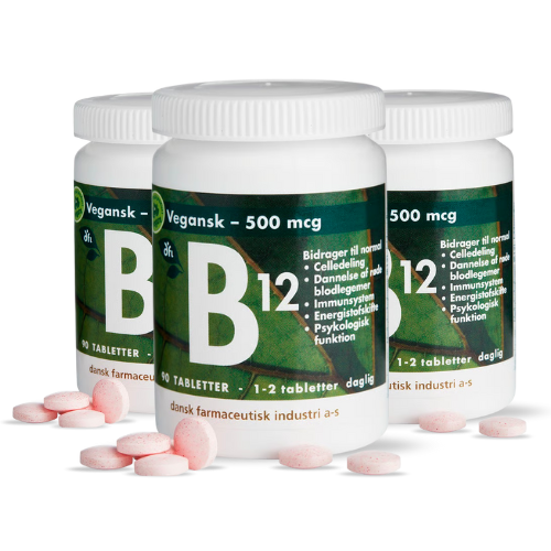 Tilbud 3 x Grønne Vitaminer B12 vitamin 500 mcg (90 tab) køb billig